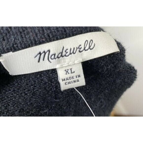 Madewell Womens Colorblock Black/Gray Kent Wool Alpaca Open Cardigan SZ XL - Picture 7 of 10